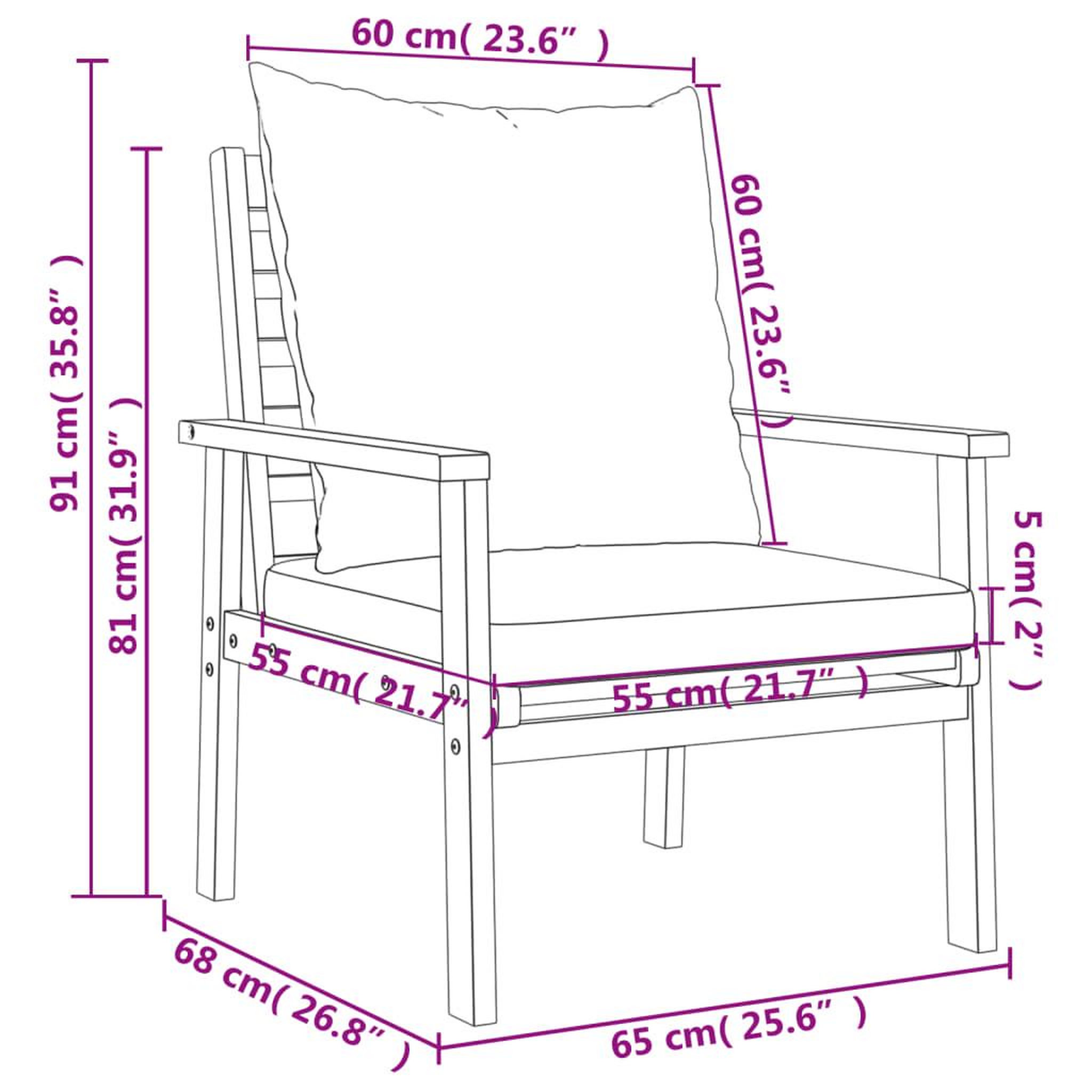 Voir la diapositive 6 : VIDAXL Salon de jardin 4 pcs avec coussins Bois d'acacia solide