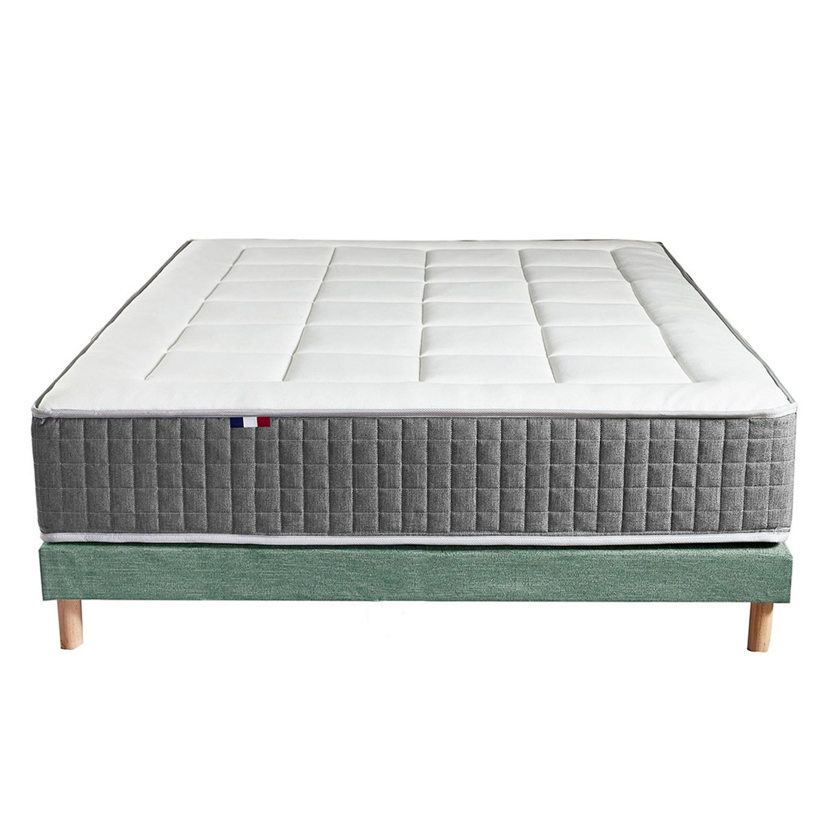 IDLITERIE Matelas ressorts MAX, 7 zones, sommier rigide, pack couette oreiller