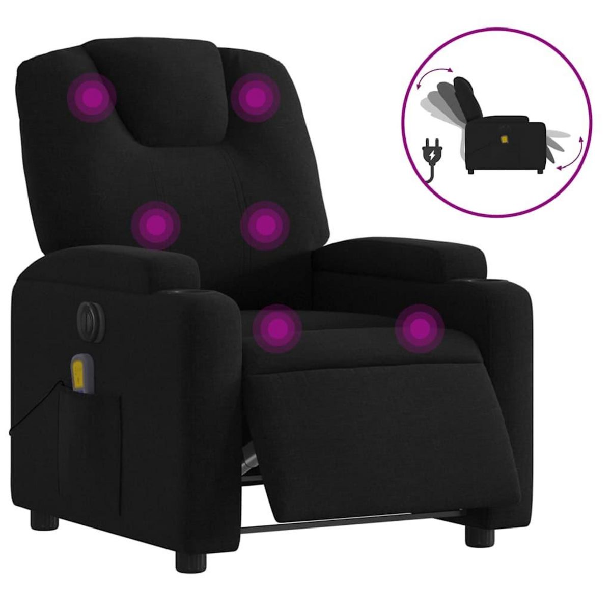 VIDAXL Fauteuil de massage inclinable electrique Noir Tissu