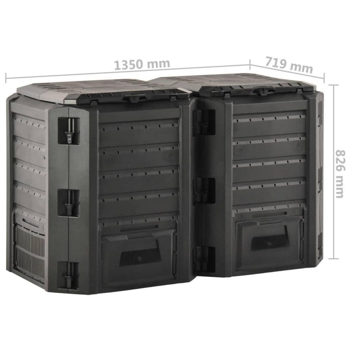 VIDAXL Composteur de jardin Noir 800 L