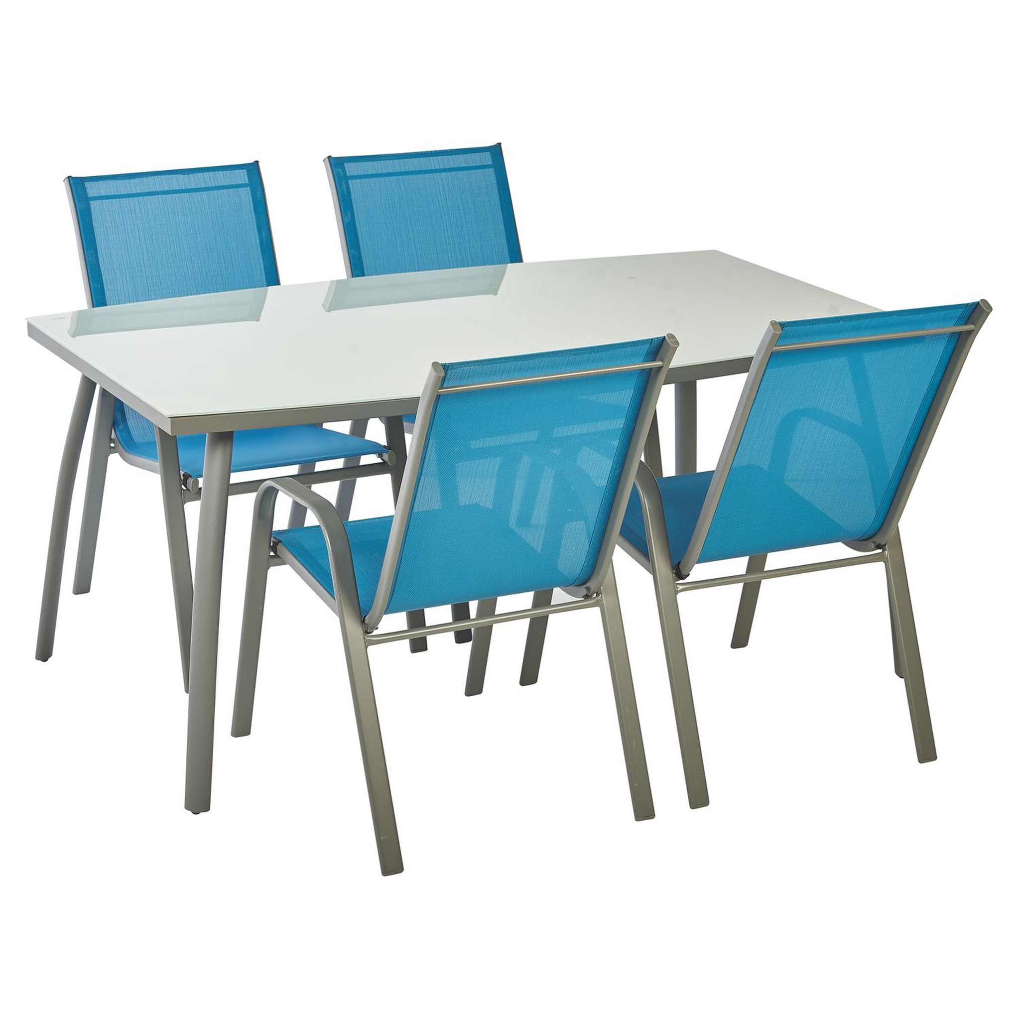 Voir la diapositive 3 : GARDENSTAR Table de jardin rectangulaire - 4/6 places - Acier et verre - Gris