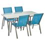 Voir la diapositive 3 : GARDENSTAR Table de jardin rectangulaire - 4/6 places - Acier et verre - Gris