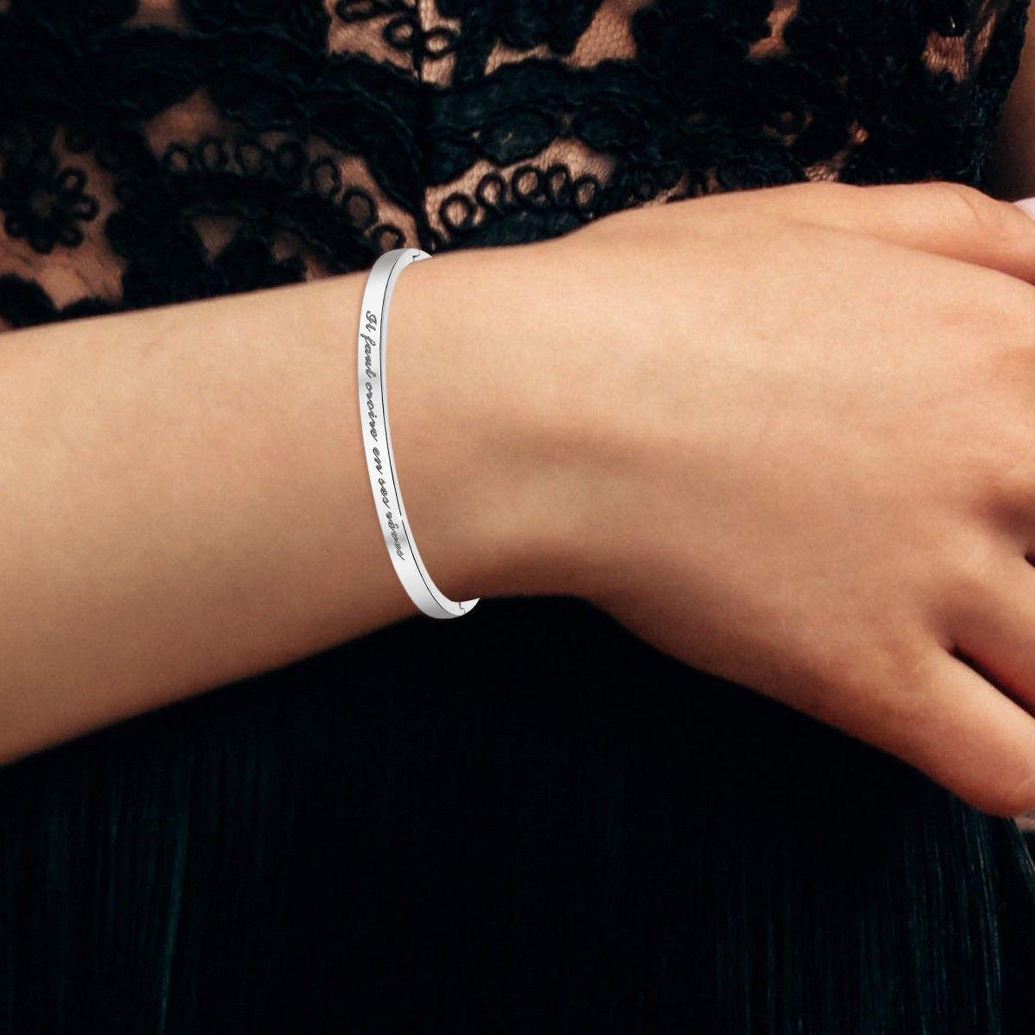 Voir la diapositive 2 : SC CRYSTAL Il faut croire en ses rêves - Bracelet SC Crystal en Acier Rhodié argenté