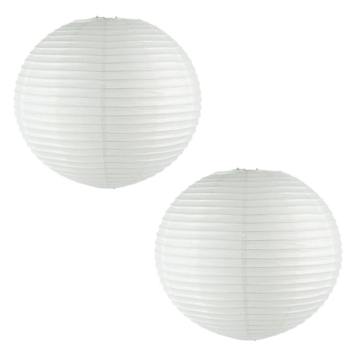 TOILINUX Lot de 2 lanternes boule en papier - Diam. 60 cm. - Blanc