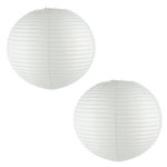 TOILINUX Lot de 2 lanternes boule en papier - Diam. 60 cm. - Blanc