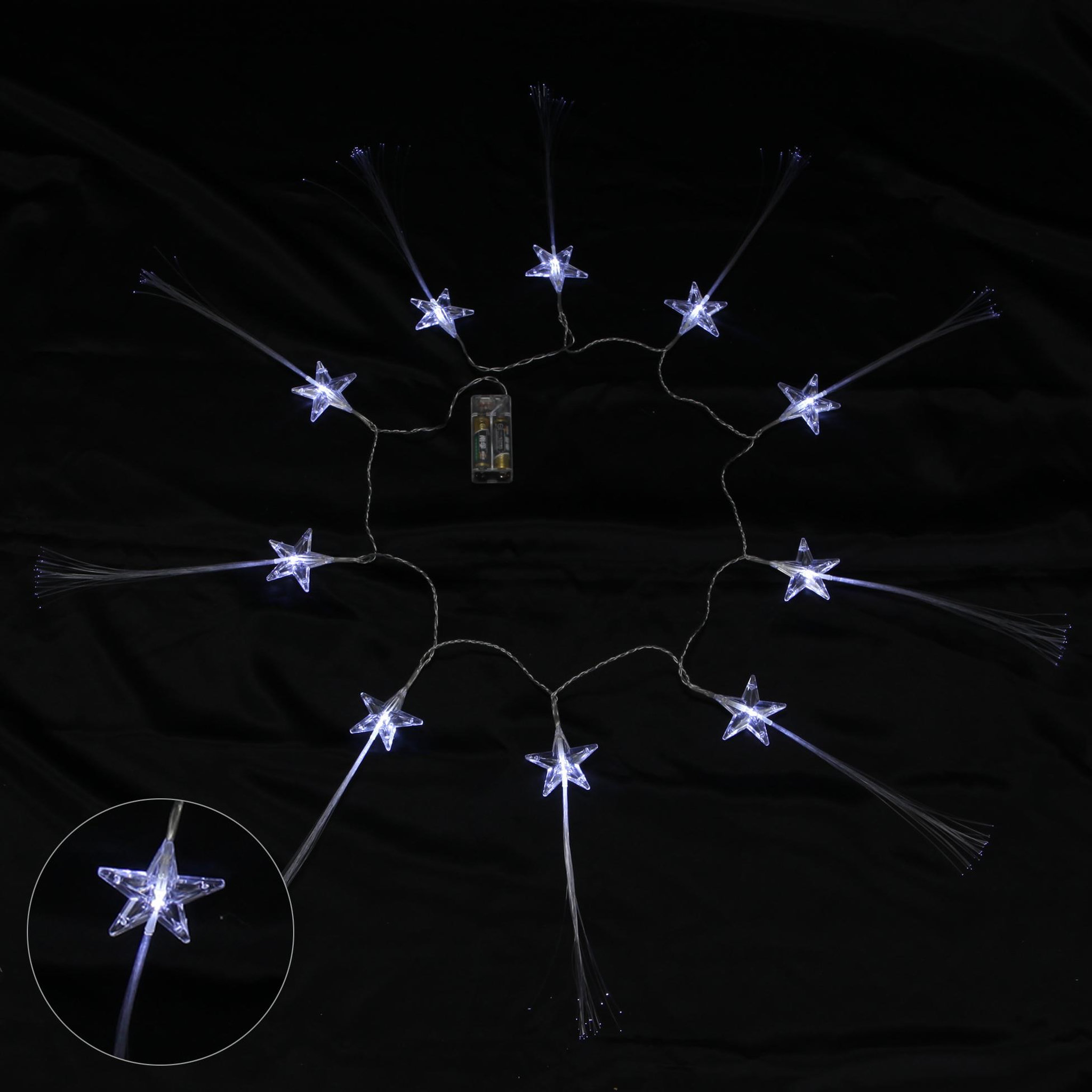 Voir la diapositive 3 : Eden Guirlande lumineuse led étoiles fibre optique 10 led blanc
