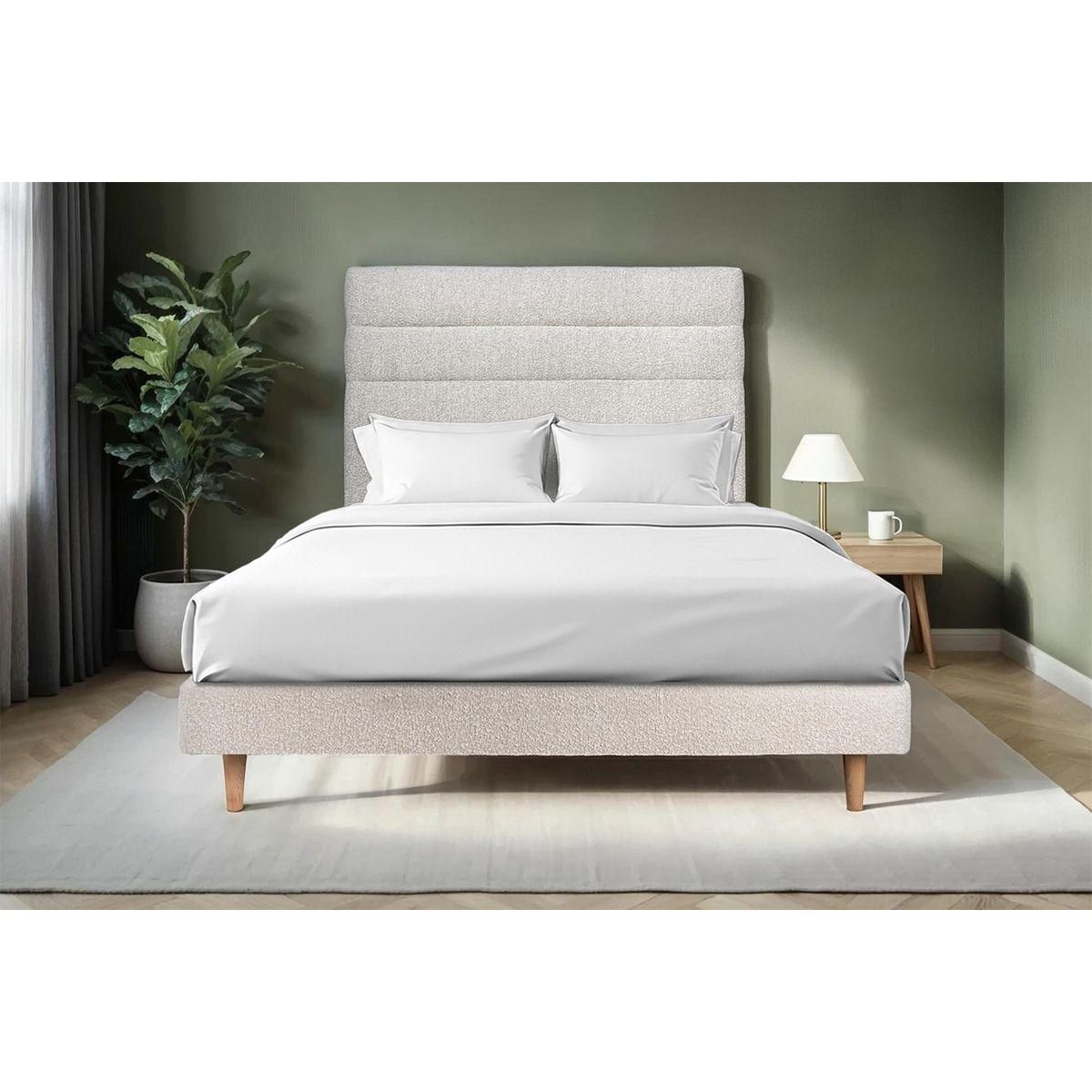 Sommeil de Plomb Lit avec tête de lit lignes bouclette et sommier kit- Hauteur totale : 29cm