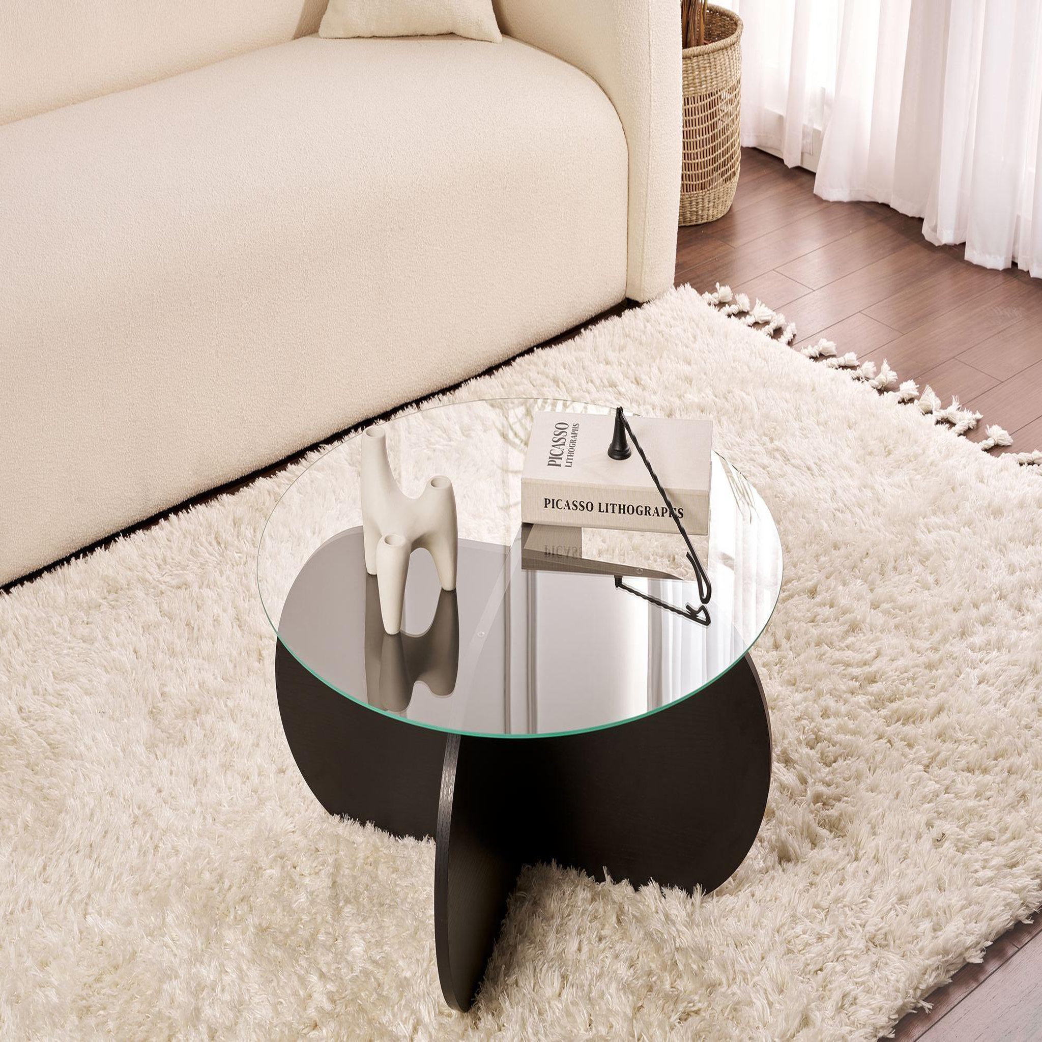 Voir la diapositive 2 : Habitat et Jardin Table basse en bois  aeris  - 75 x 75 x 35 cm - bois noirfumée