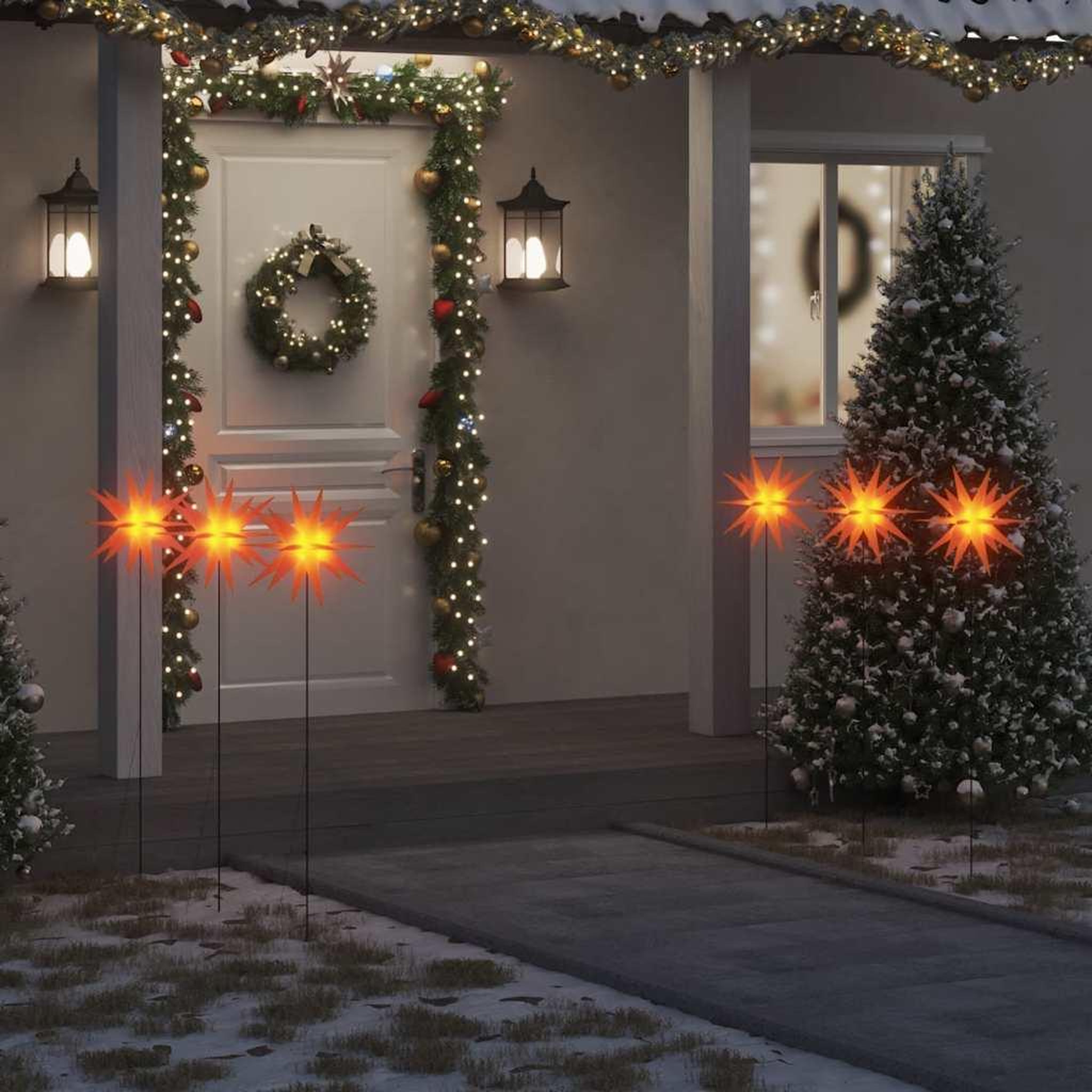 VIDAXL Lumieres de Noël avec piquets 3 pcs LED pliable rouge 35 cm