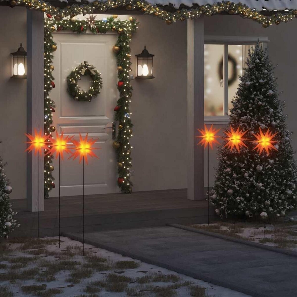 VIDAXL Lumieres de Noël avec piquets 3 pcs LED pliable rouge 35 cm