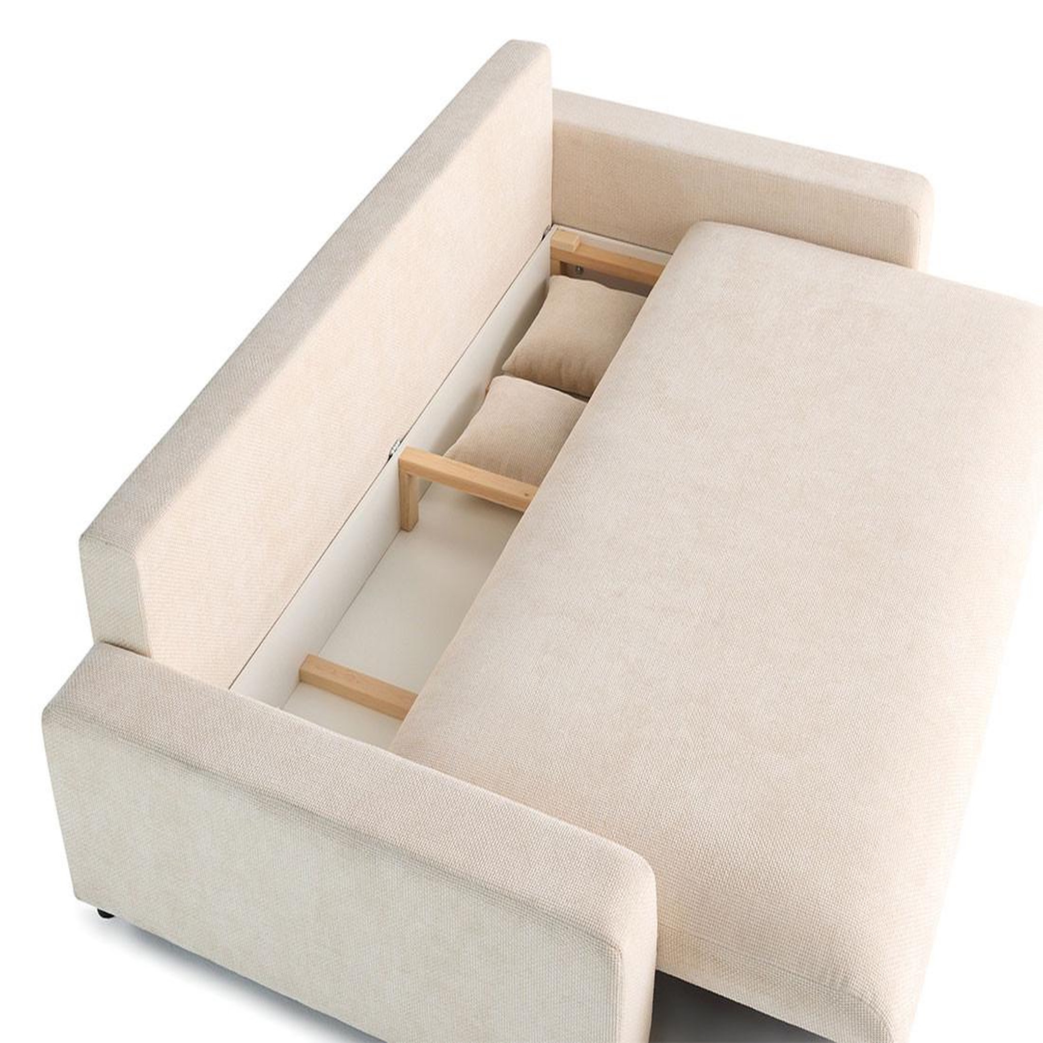 Voir la diapositive 3 : BEST MOBILIER Pivoine - canapé droit 3 places - convertible avec coffre - en velours texturé