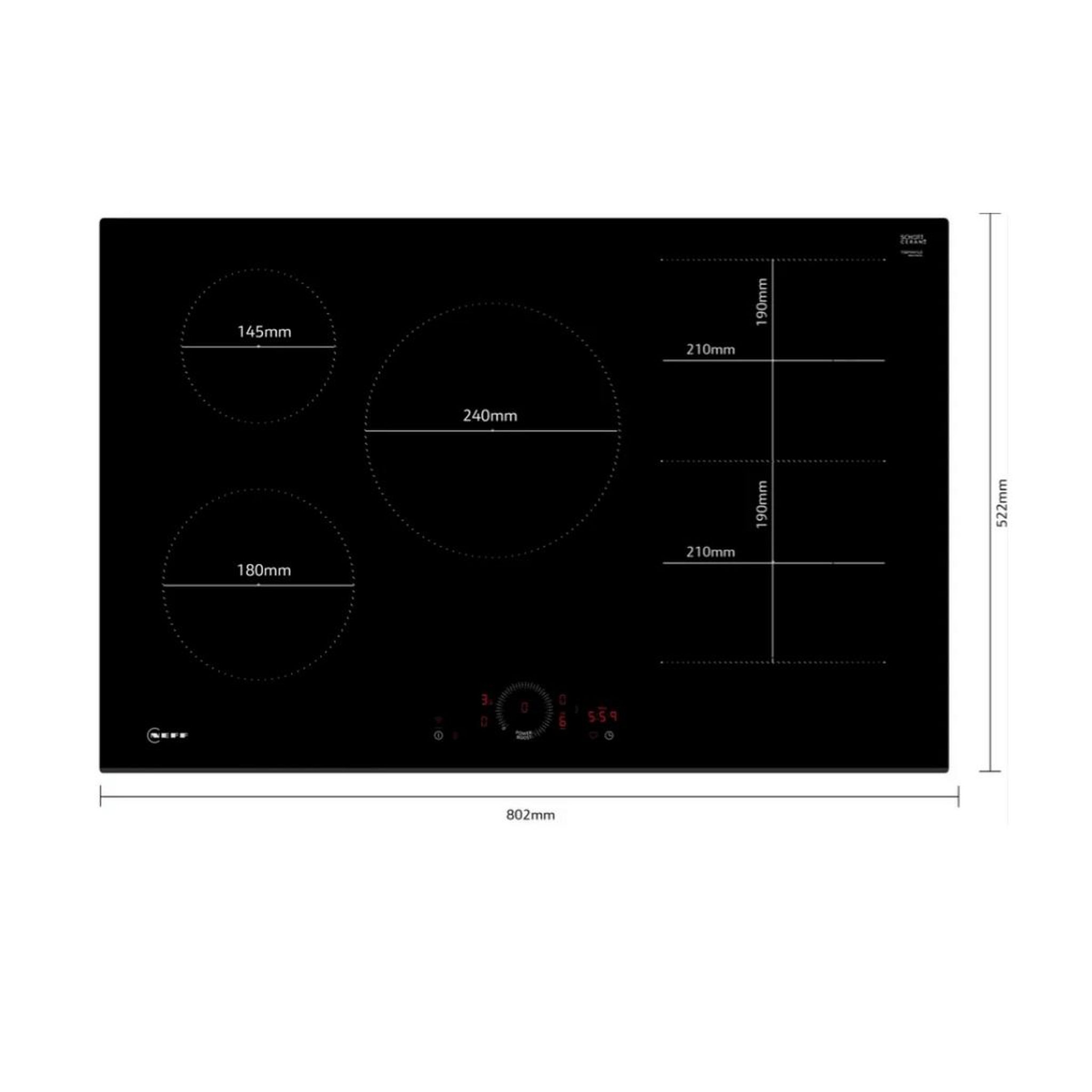 Voir la diapositive 3 : Neff Plaque de cuisson à induction 80cm 5 foyers 7400w - t58fhw1l0