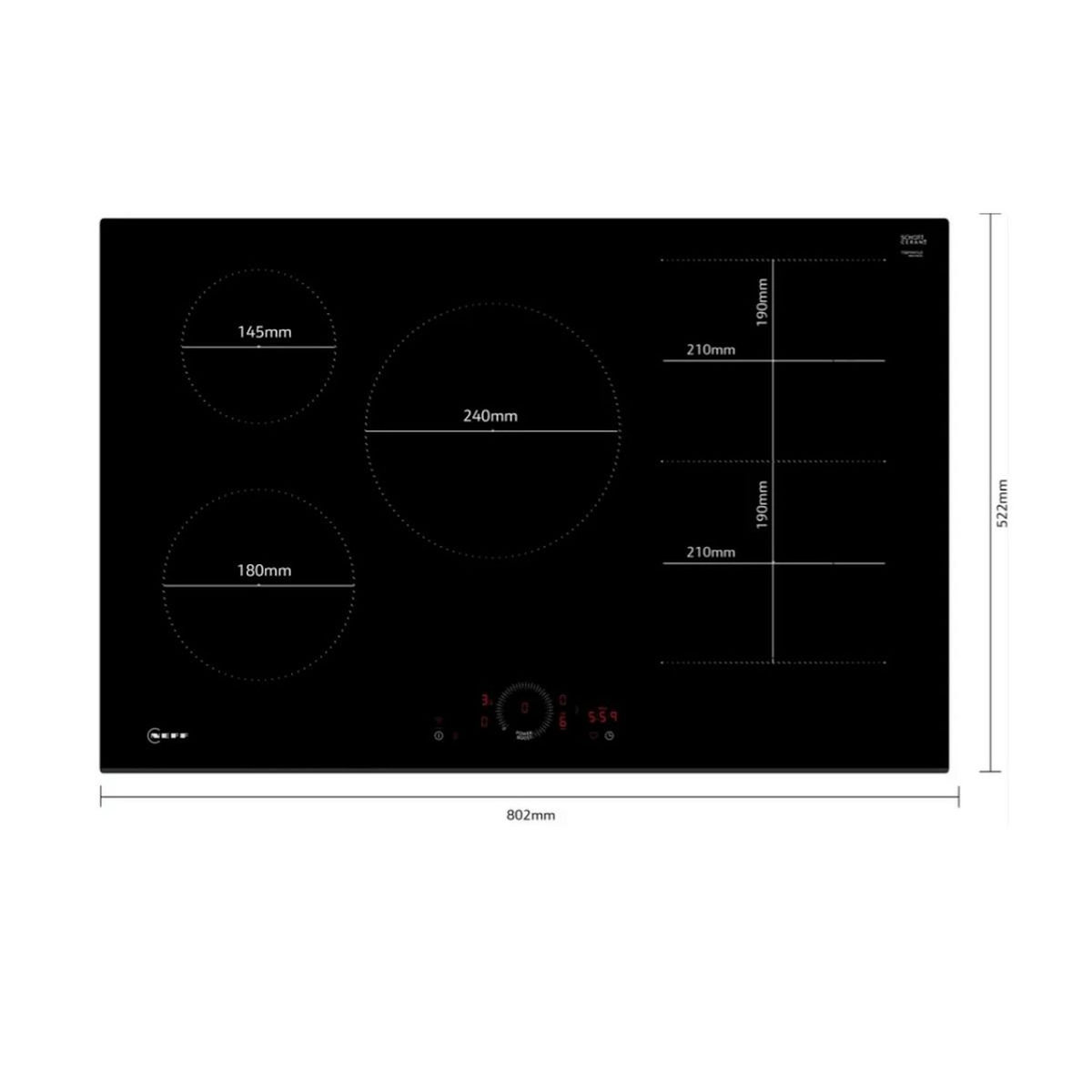 Neff Plaque de cuisson à induction 80cm 5 foyers 7400w - T58FHW1L0
