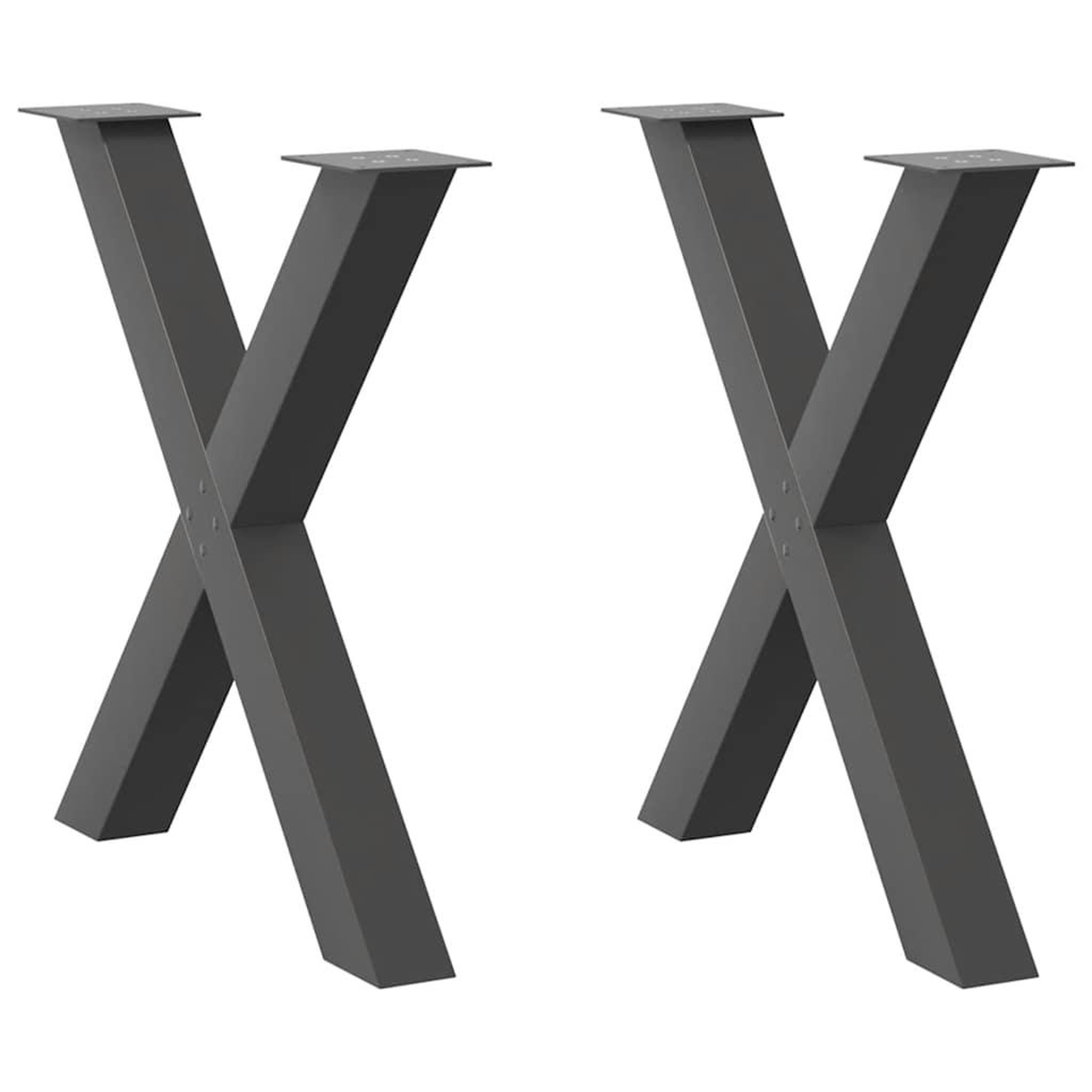 VIDAXL Pieds de table a manger forme de X 2 pcs 80x(72-73) cm acier