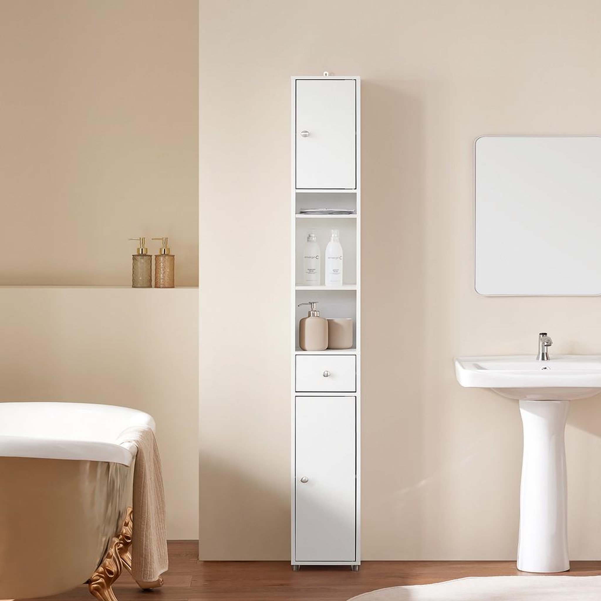 Voir la diapositive 2 : SOBUY SoBuy - Colonne De Salle De Bain à un tiroir - Moderne - BZR34