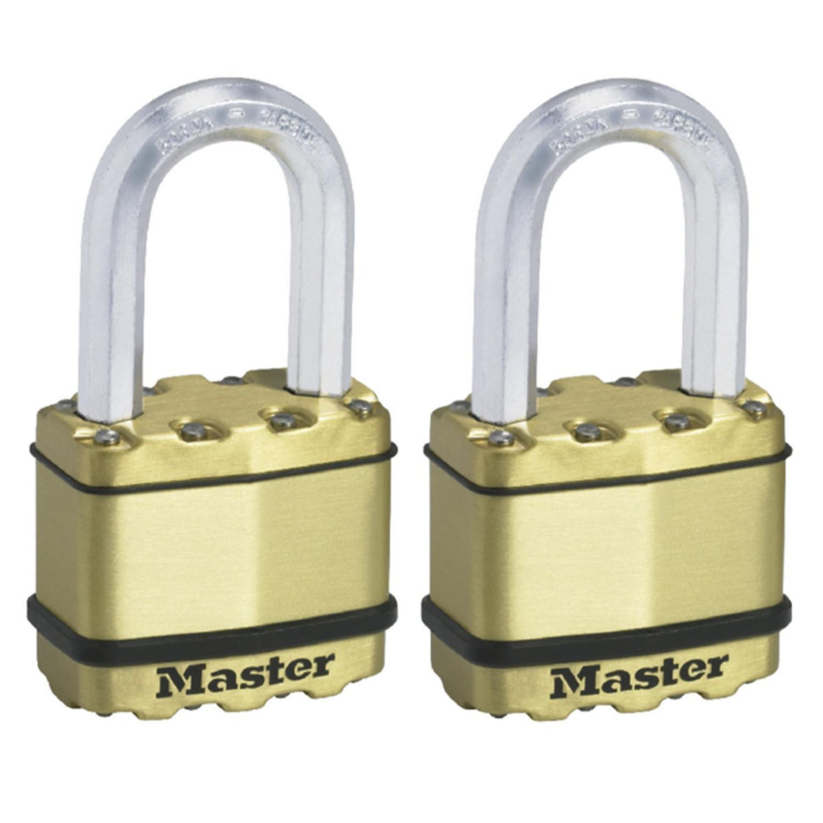 Master lock Cadenas Très Haute Sécurité [A Clé] [Acier Laminé + Finition Laiton] [Pack de 2] M5BEURTLF