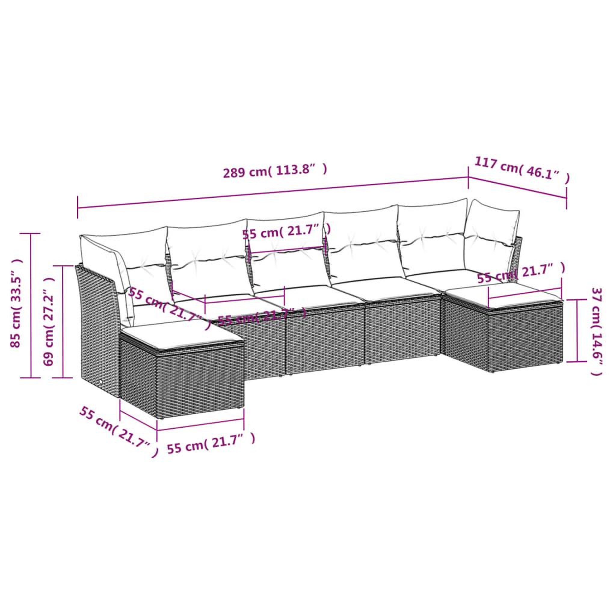 Voir la diapositive 3 : VIDAXL Salon de jardin avec coussins 7 pcs marron resine tressee