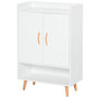 Voir la diapositive 1 : HOMCOM Meuble à chaussures scandinave placard 2 portes 4 étagères pieds effilés inclinés bois massif panneaux particules blanc