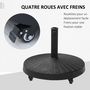 Voir la diapositive 6 : OUTSUNNY Pied de parasol base de lestage rond poids net 22,7kg en résine avec 4 roulettes - dim. Ø 52 x 41H cm - noir