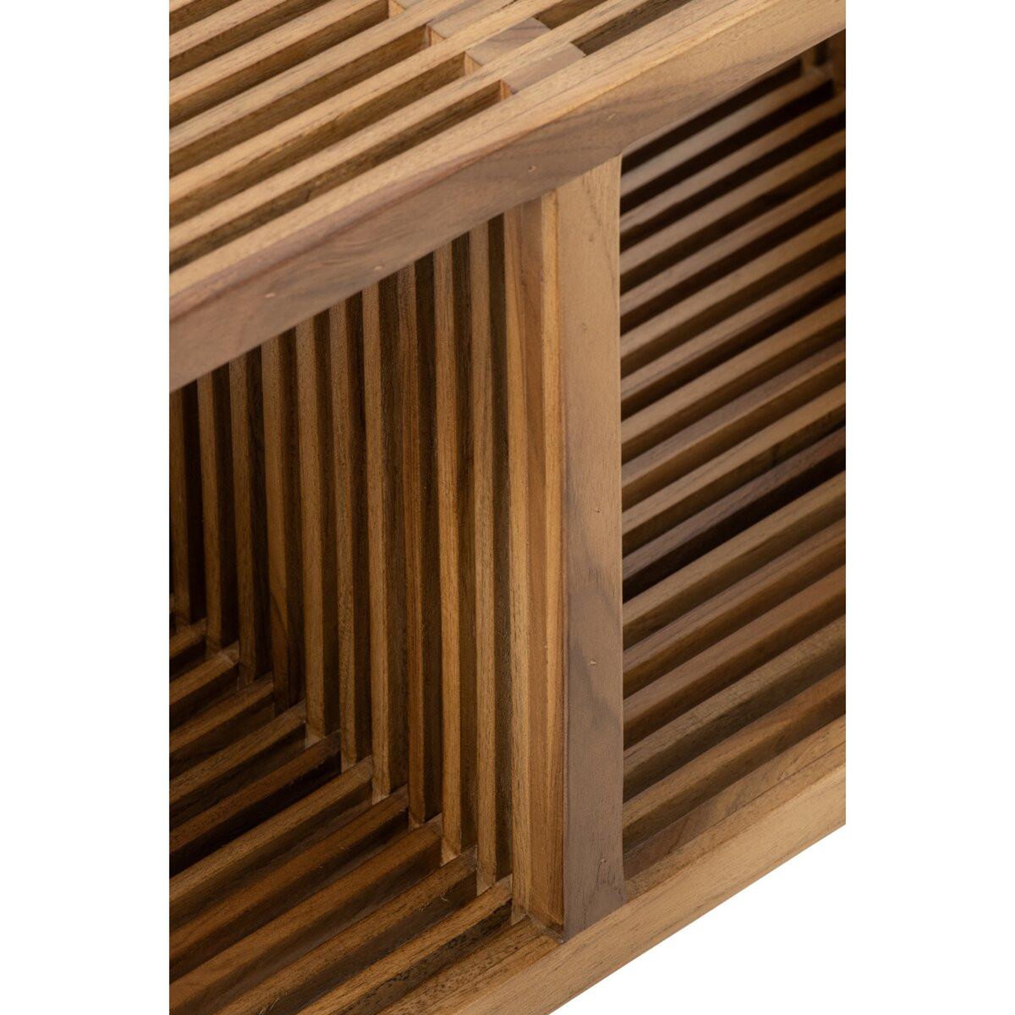 Voir la diapositive 5 : J-LINE Banc à lattes en bois  lars  80cm naturel