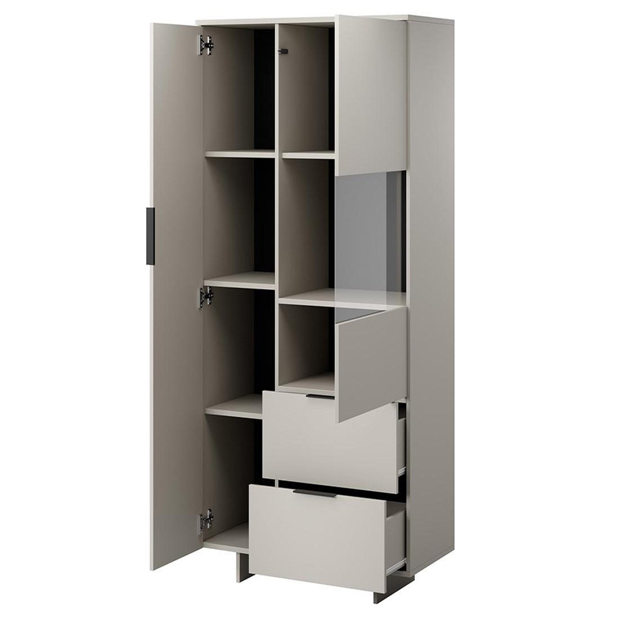 Voir la diapositive 2 : BEST MOBILIER Canterbury - vitrine - beige - 2 portes et 2 tiroirs - 170 cm