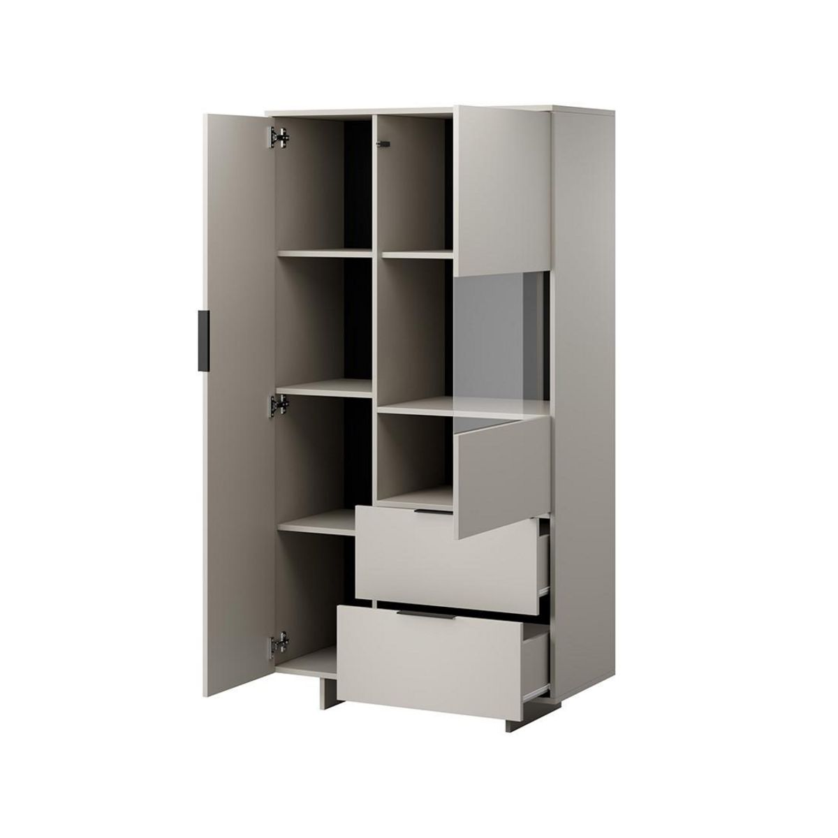 BEST MOBILIER Canterbury - vitrine - beige - 2 portes et 2 tiroirs - 170 cm