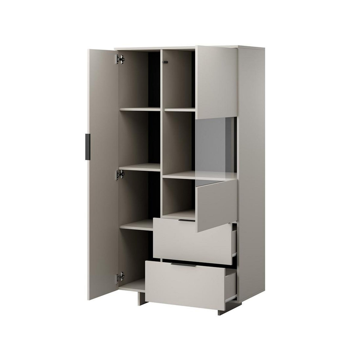 BEST MOBILIER Canterbury - vitrine - beige - 2 portes et 2 tiroirs - 170 cm