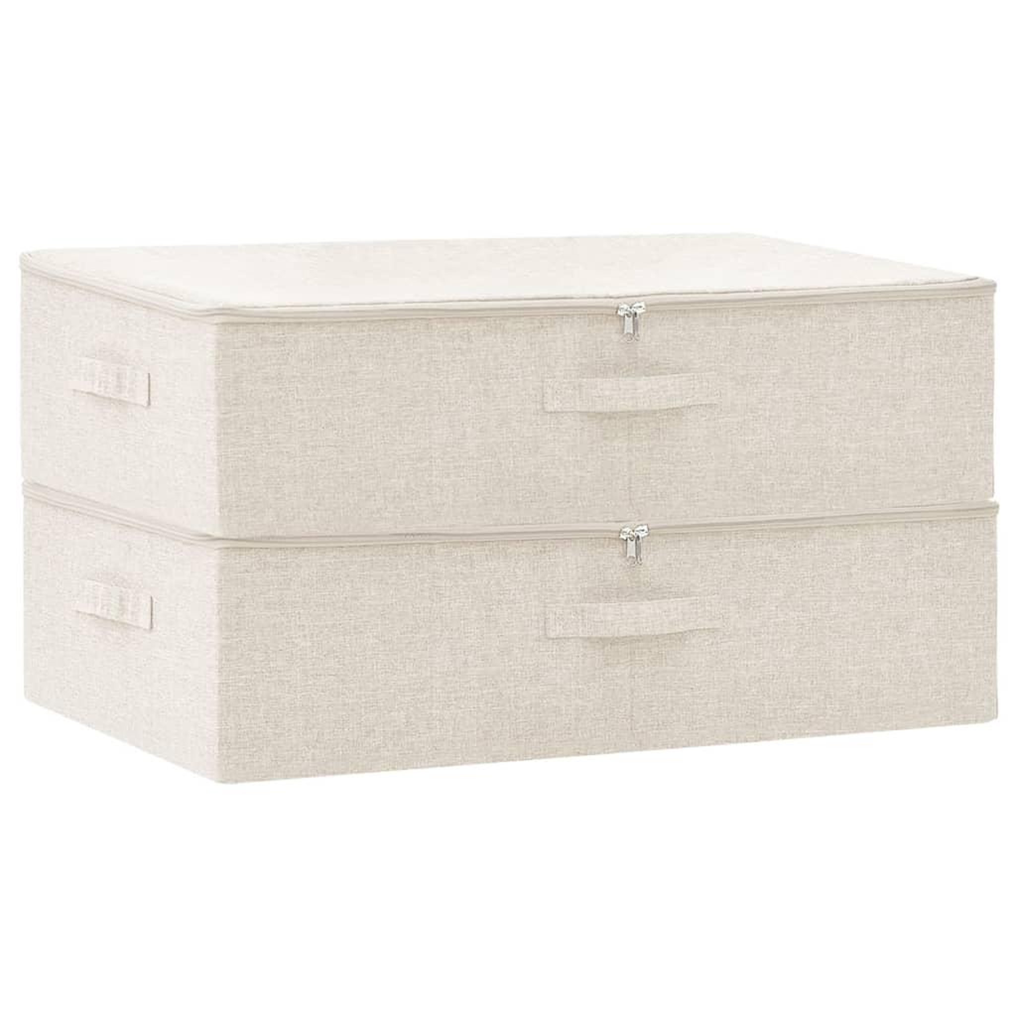 Voir la diapositive 2 : VIDAXL Boîtes de rangement 2 pcs Tissu 70x40x18 cm Creme