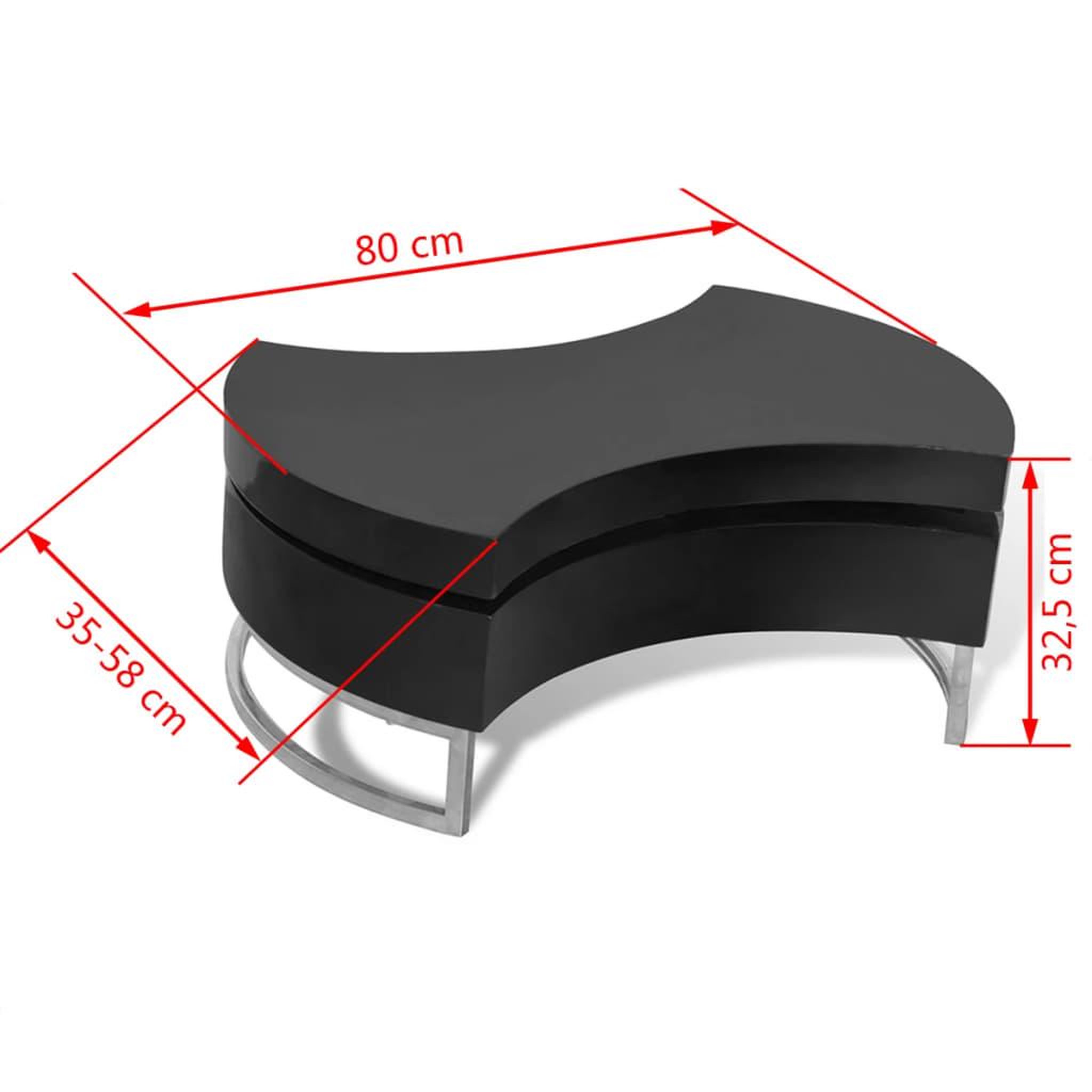 Voir la diapositive 6 : VIDAXL Table basse a forme reglable noir brillant