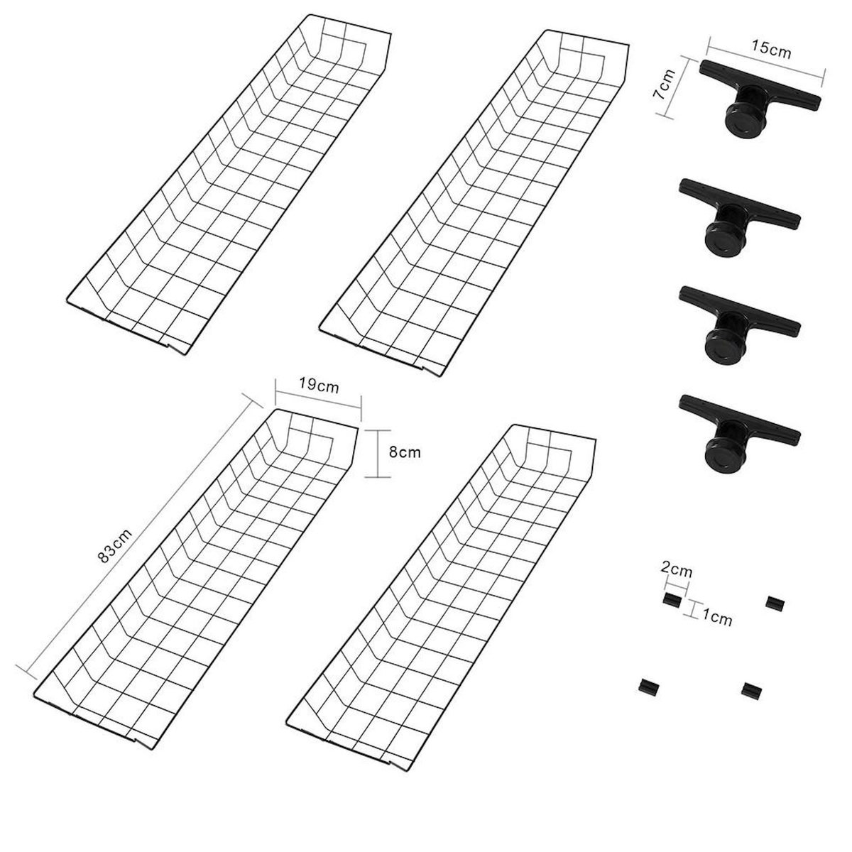 SOBUY Lot de 2 Paniers Métalliques Noirs pour Armoire Télescopique 83x19x8cm FRG34-P02