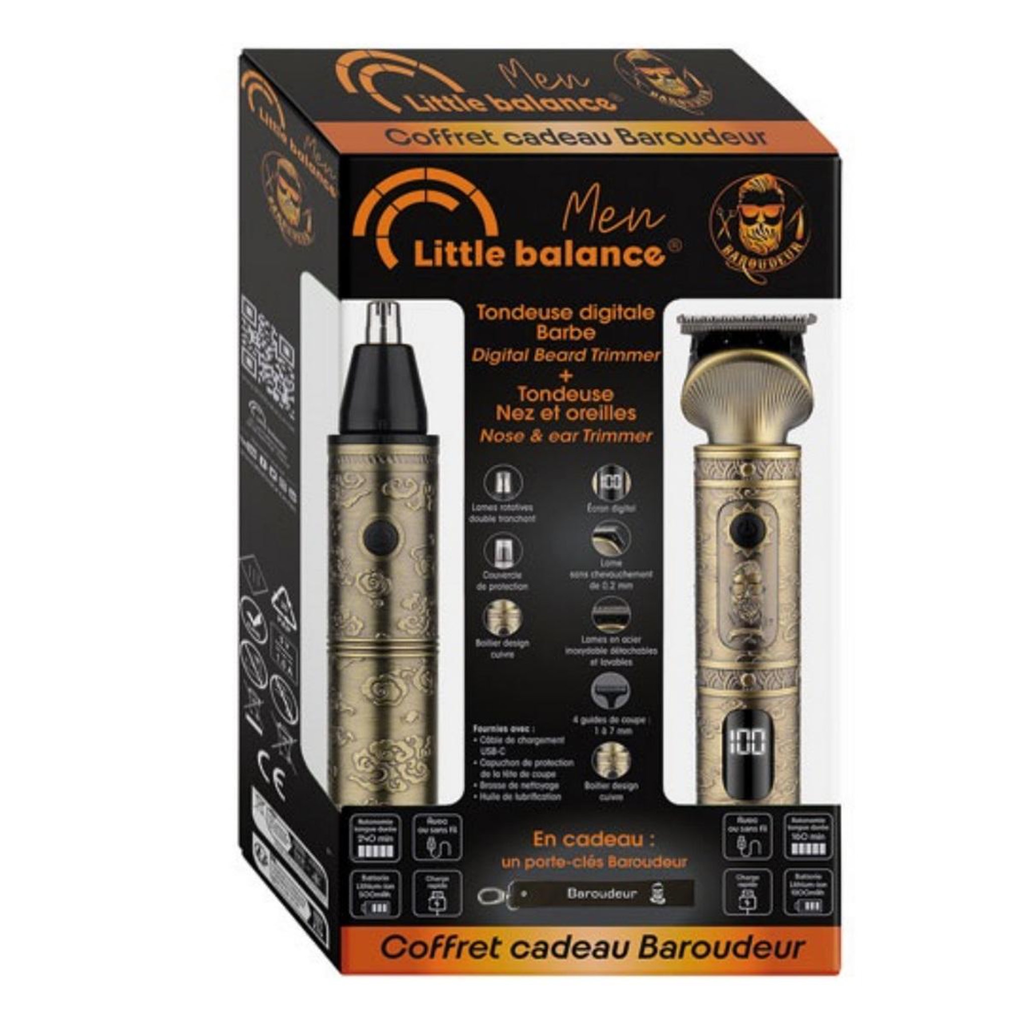 Voir la diapositive 4 : LITTLE BALANCE Coffret baroudeur tondeuse barbe, nez et oreilles - 8937
