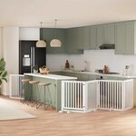 VIDAXL Barriere pour chien porte pliable 6panneaux blanc bois peuplier