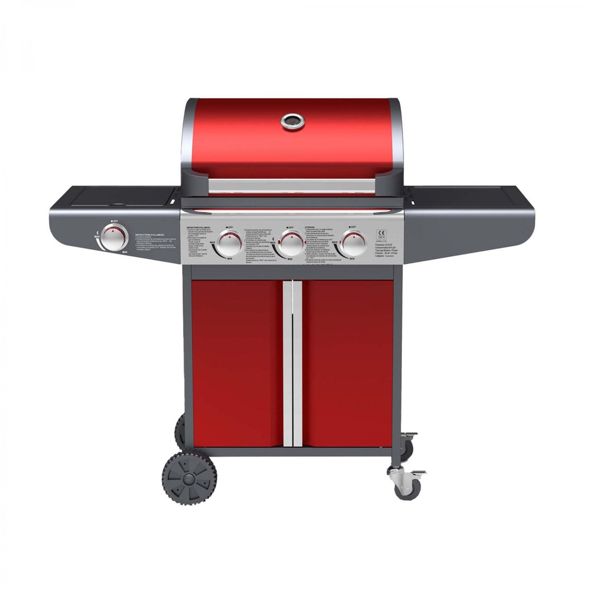 CONCEPT USINE Barbecue à gaz 3 + 1 brûleurs et ustensiles OKLAHOMA