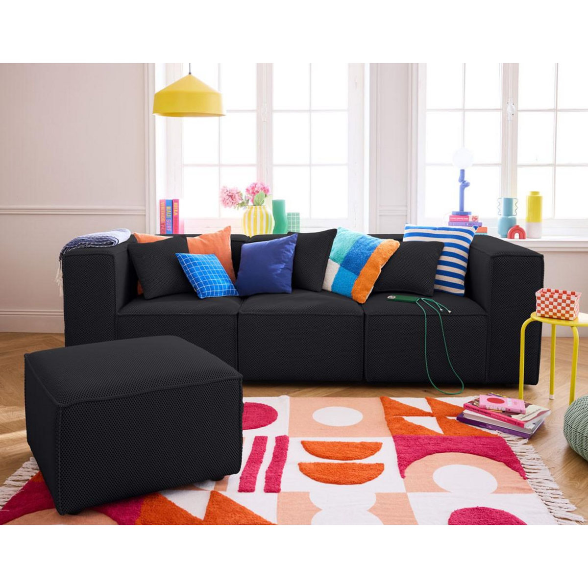 LISA DESIGN Arty - pouf d'appoint - en tissu mailles 3d