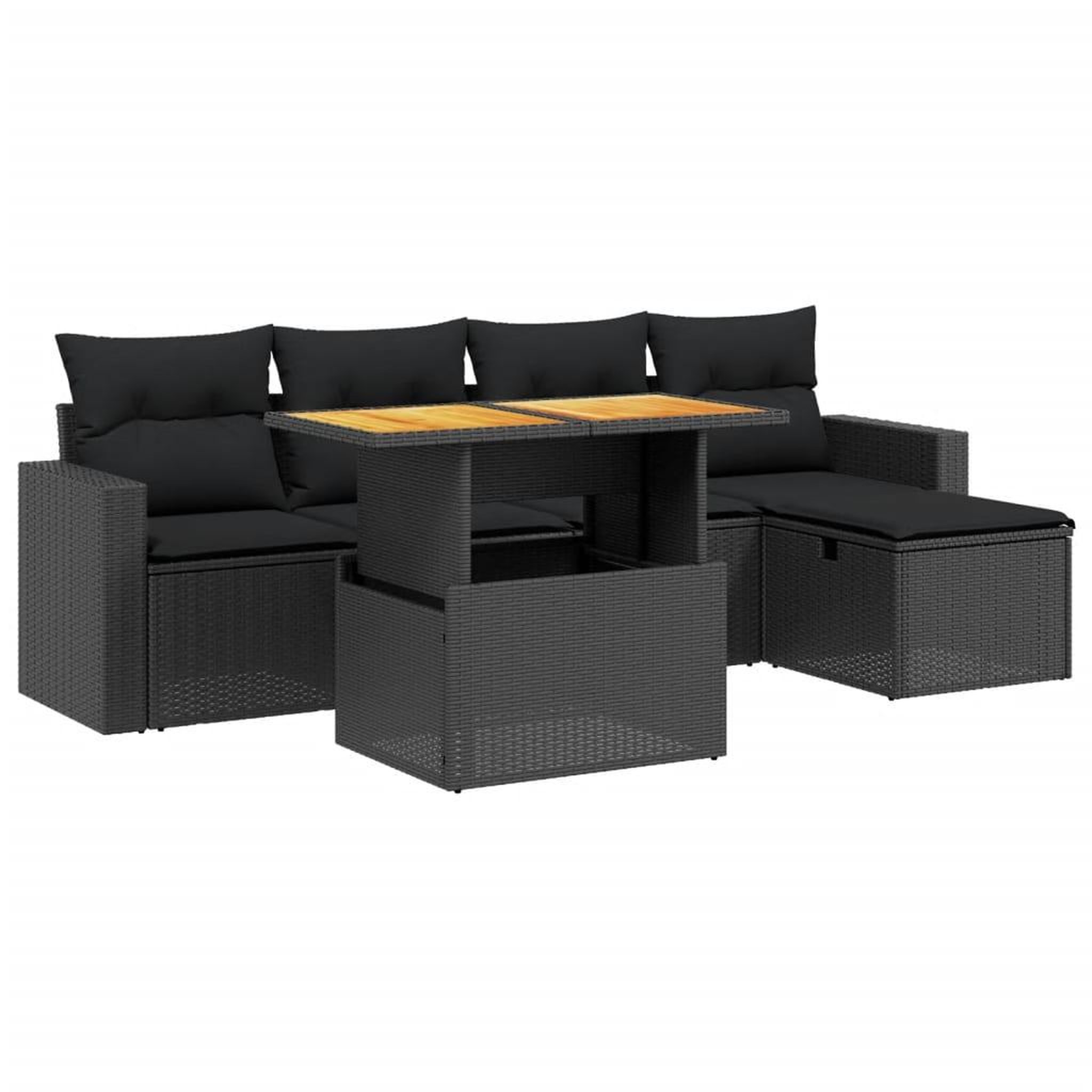 Voir la diapositive 2 : VIDAXL Salon de jardin 6 pcs avec coussins noir resine tressee