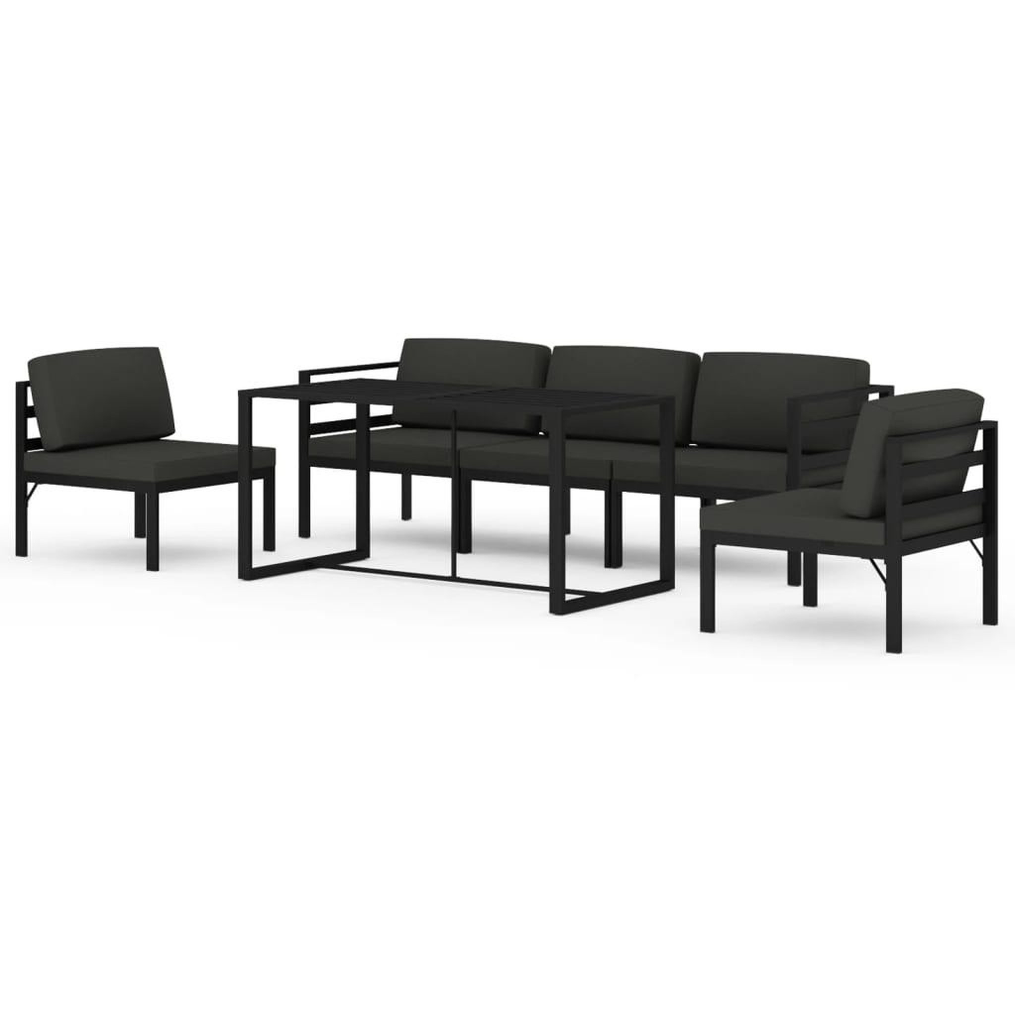 Voir la diapositive 2 : VIDAXL Salon de jardin 6 pcs avec coussins Aluminium Anthracite
