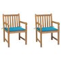 VIDAXL Chaises de jardin 2 pcs avec coussins bleu Bois de teck massif