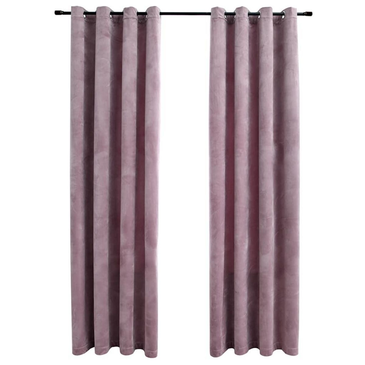 VIDAXL Rideaux occultants avec anneaux 2 pcs Velours Rose 140x245 cm