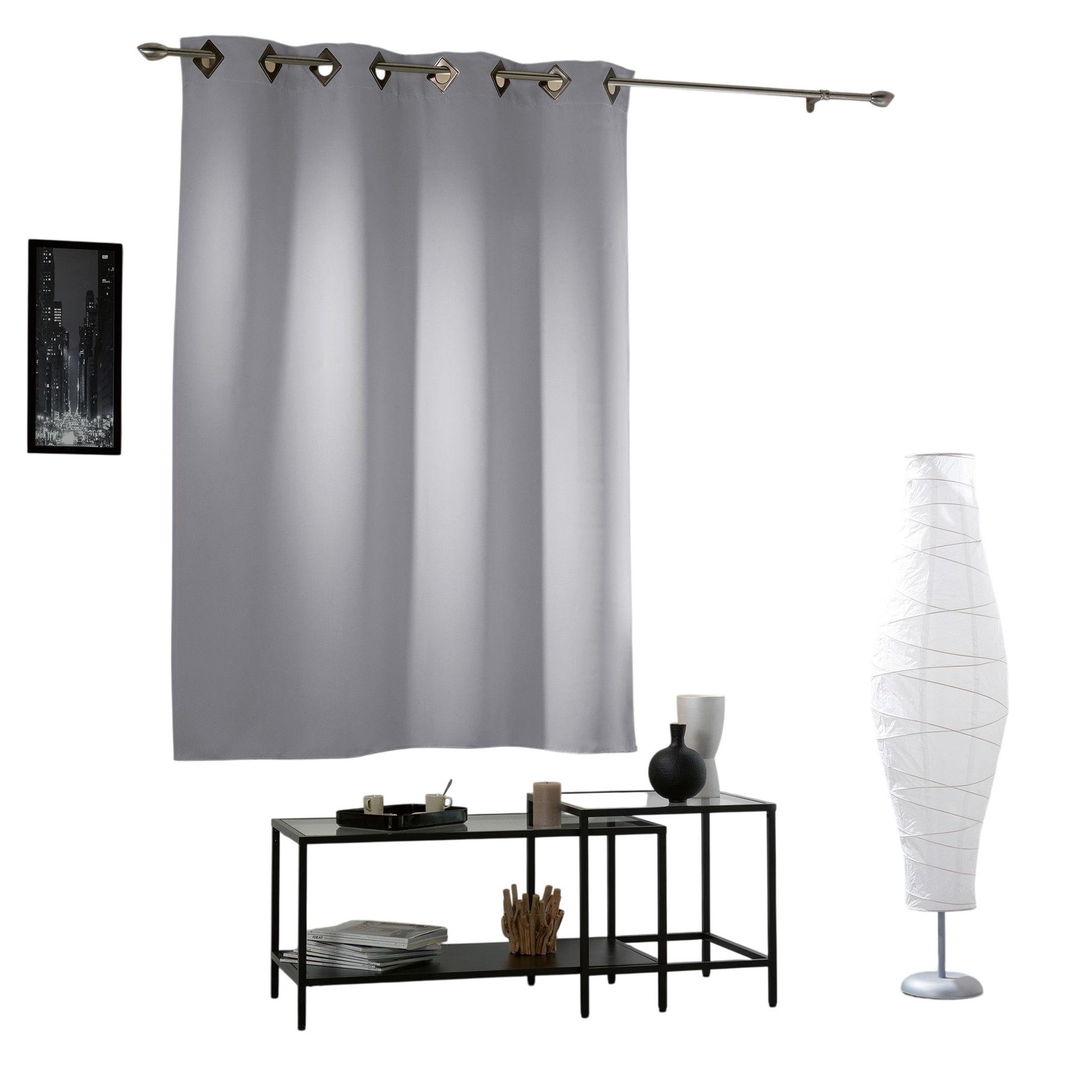 Eden Rideau a oeillets carres cocoon gris clair 140 x 180 cm