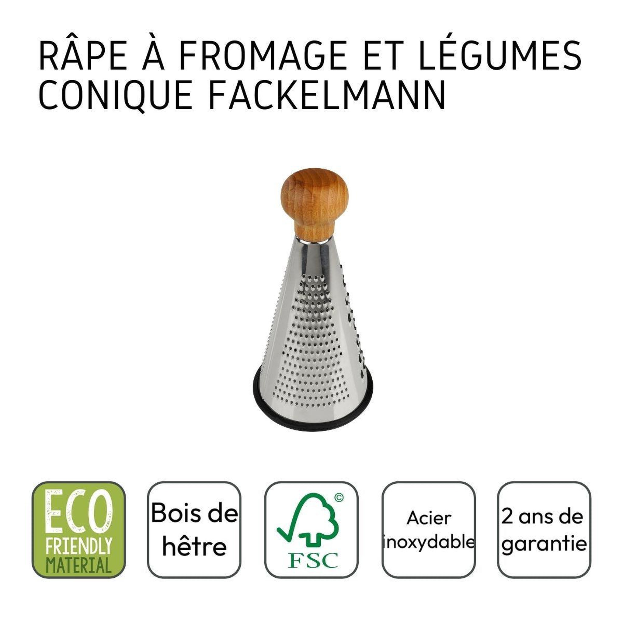 Voir la diapositive 4 : Fackelmann Râpe à légumes et à fromage conique 24,5 cm fackelmann nature