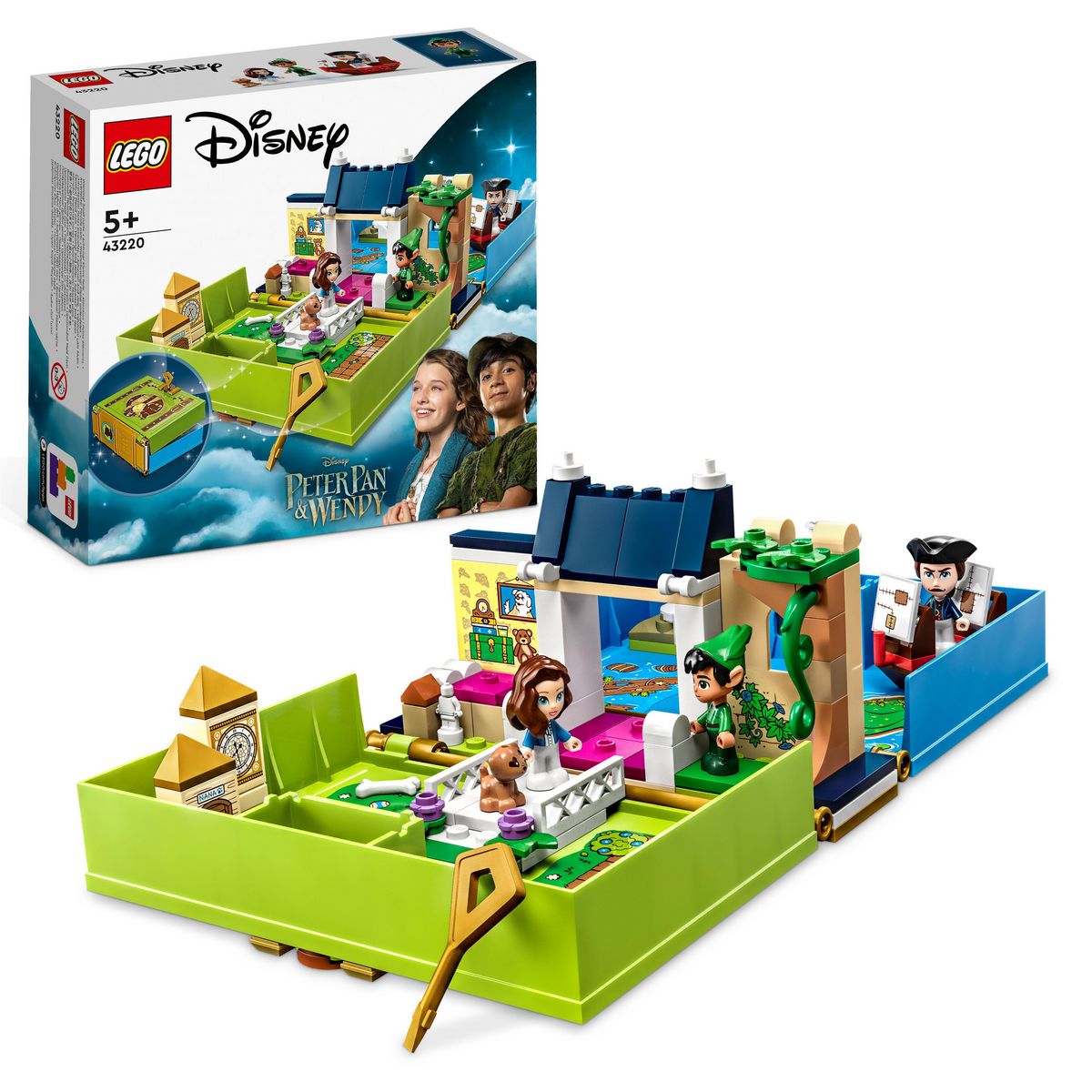 LEGO Disney Classic 43220 Les Aventures de Peter Pan et Wendy dans un Livre de Contes, Jouet de Voyage pour Enfants 5 Ans, avec Micro-poupées et Bateau Pirate