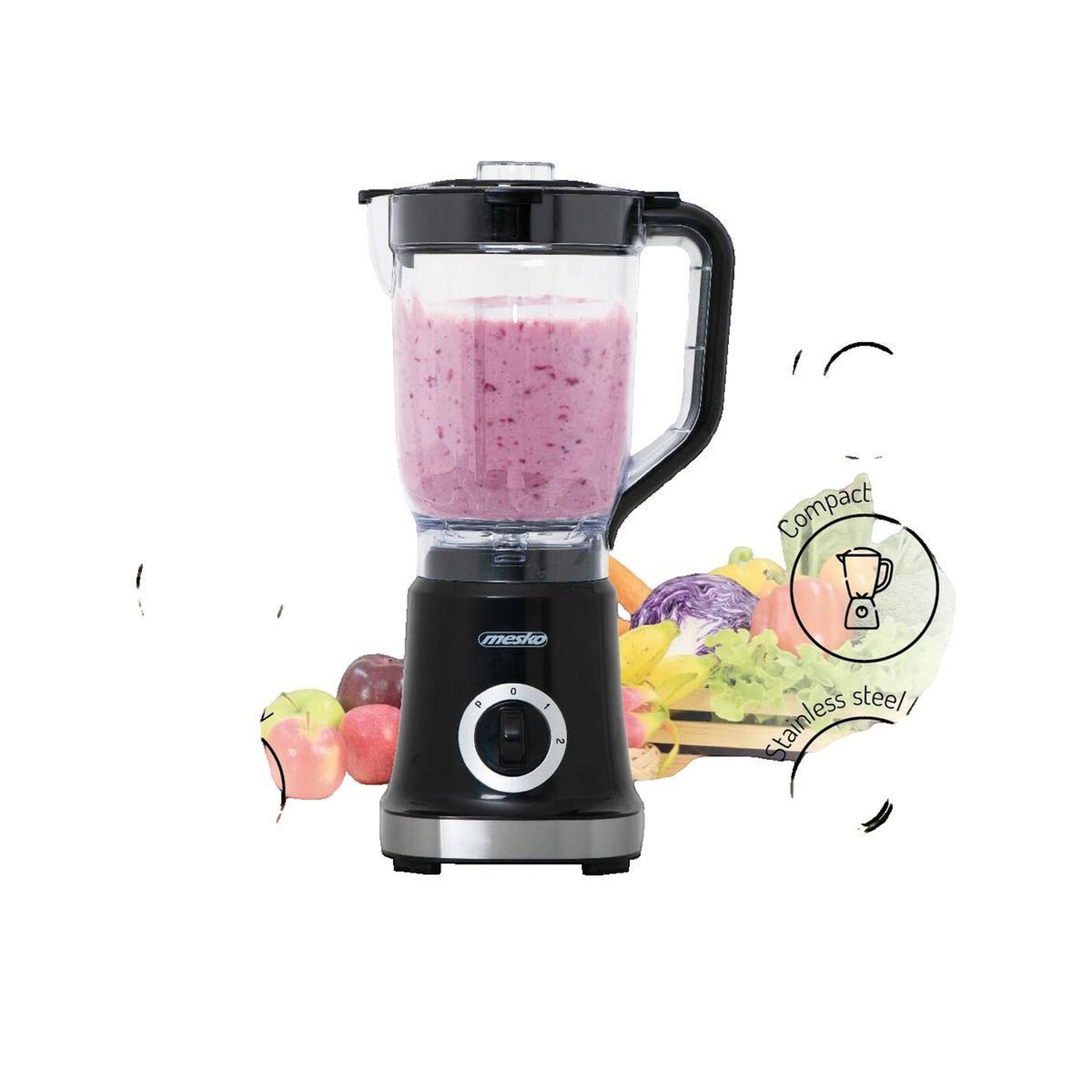 Voir la diapositive 2 : MEYKO Blender mesko MS 4079 Noir et Argent