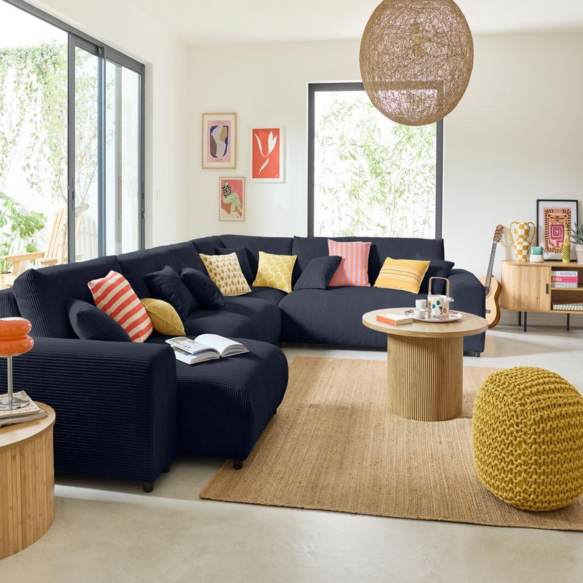 Voir la diapositive 2 : BEST MOBILIER Garance - module d'assise 3 places - en velours côtelé