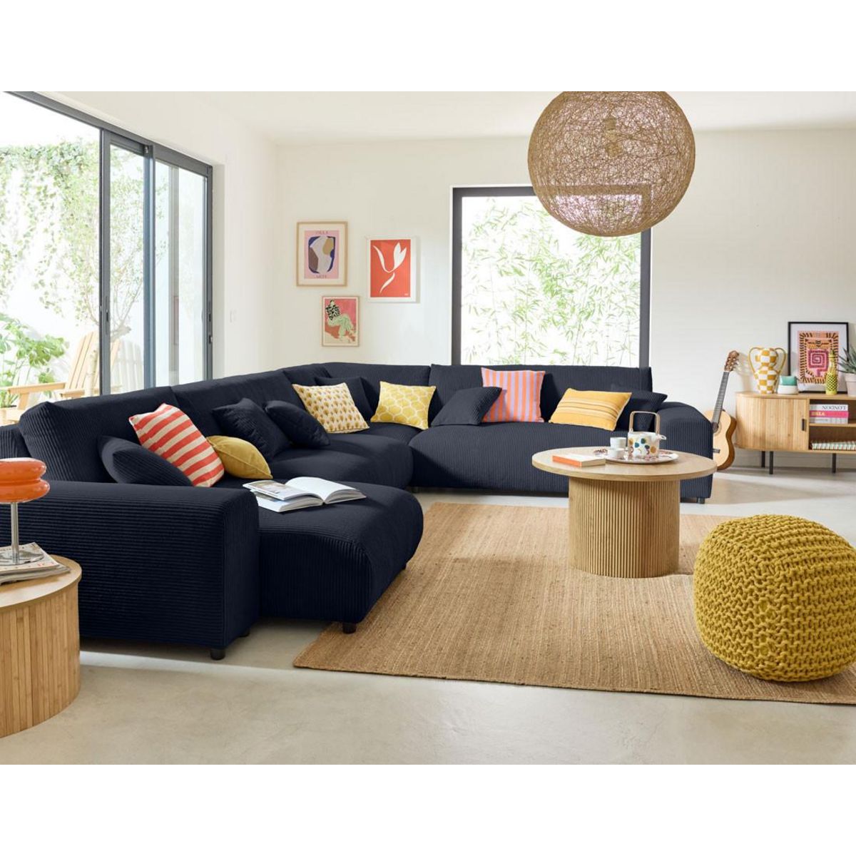 LISA DESIGN Garance - module d'assise 3 places - en velours côtelé