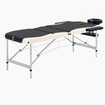 VIDAXL Table de massage pliable 3 zones Aluminium Noir et beige