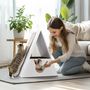 Voir la diapositive 2 : PAWHUT Niche chat design - maison pour chat - 2 tapis, 2 grattoirs sisal - blanc beige
