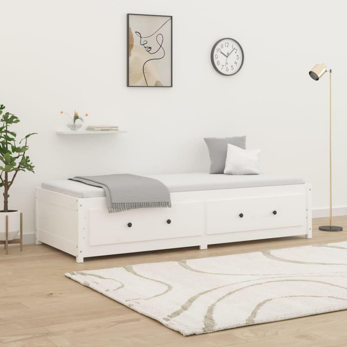 VIDAXL Lit de jour sans matelas blanc 90x200 cm bois de pin massif