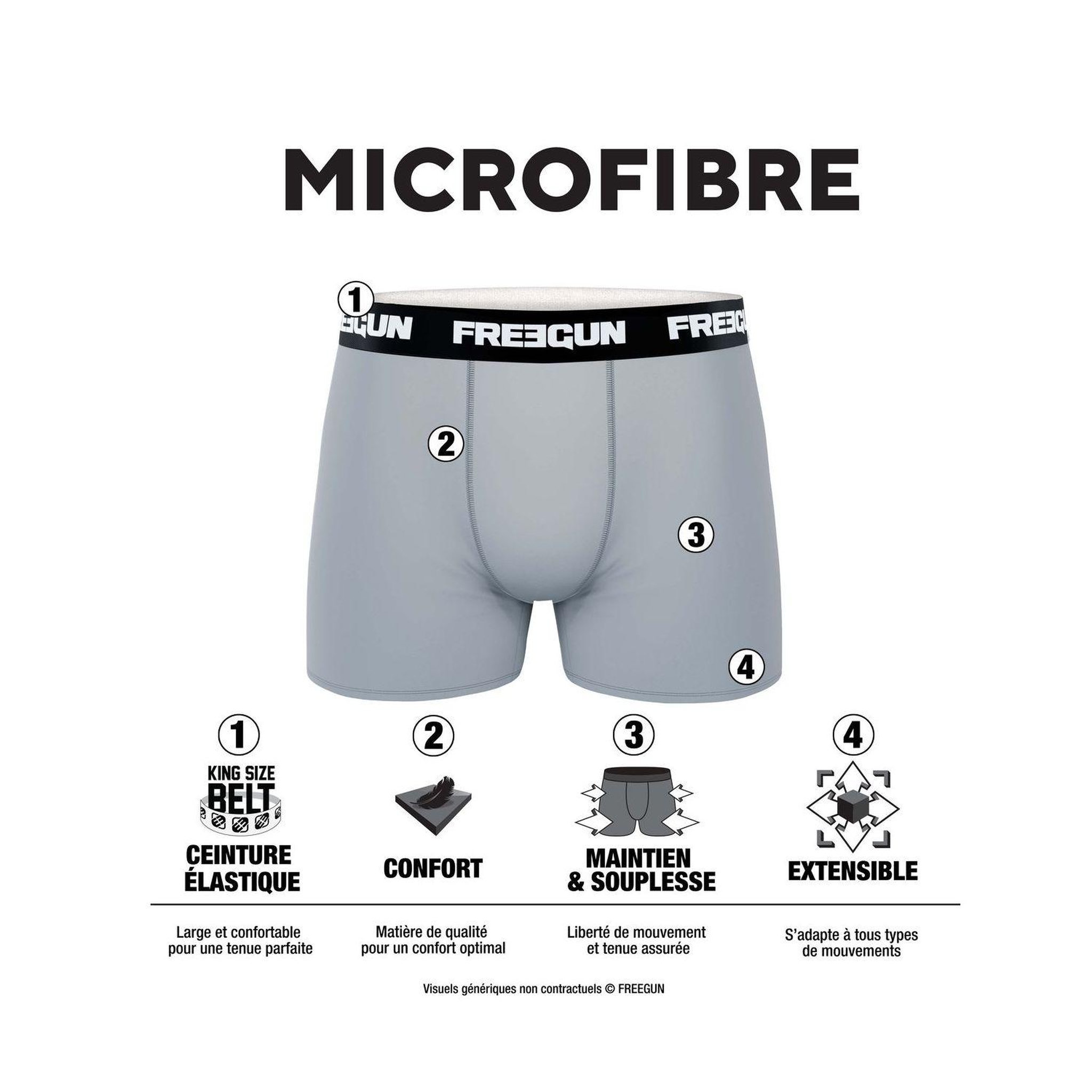 Voir la diapositive 2 : FREEGUN Lot de 4 Boxers homme Soft Touch Signature Karl