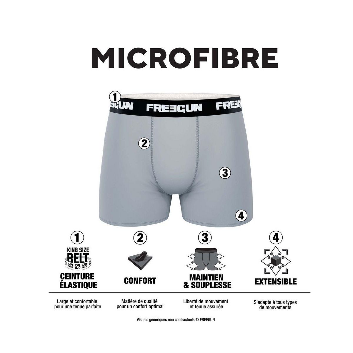 FREEGUN Lot de 4 Boxers homme Soft Touch Signature Karl