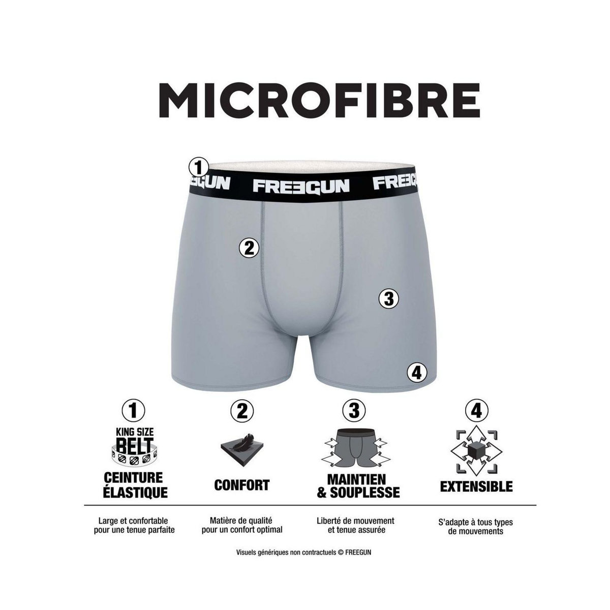 FREEGUN Lot de 4 Boxers homme Soft Touch Signature Karl